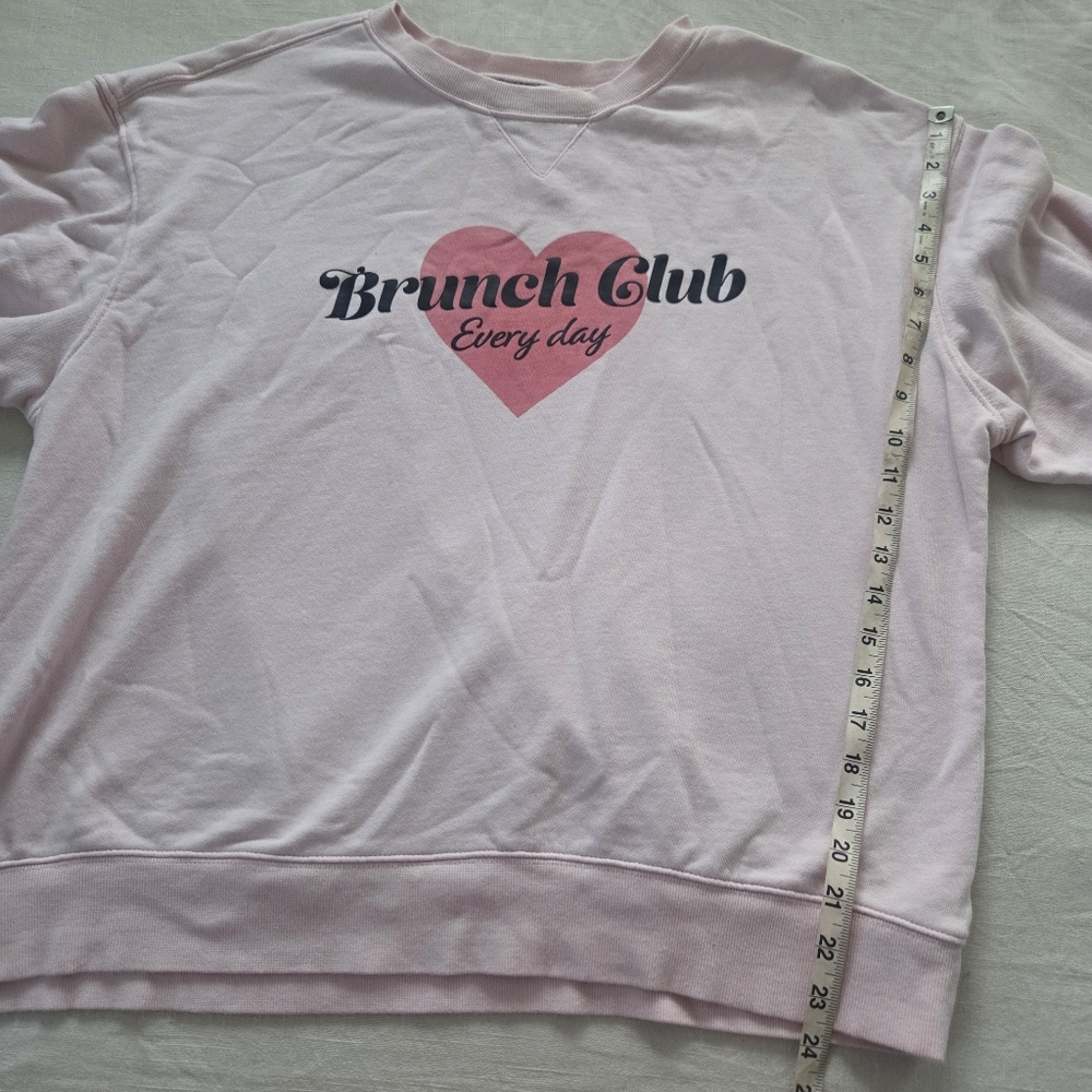 Pink 'Brunch Club' Sweatshirt Wildfox 100% Cotton Crewneck Sweater XL Heart - Picture 7 of 9